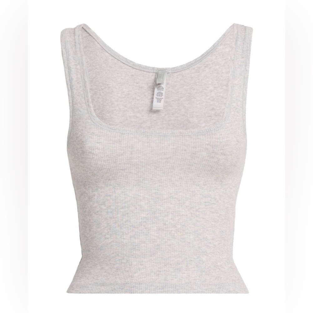 SKIMS Women’s White Cotton Blend Ribbed Tank Top - Small